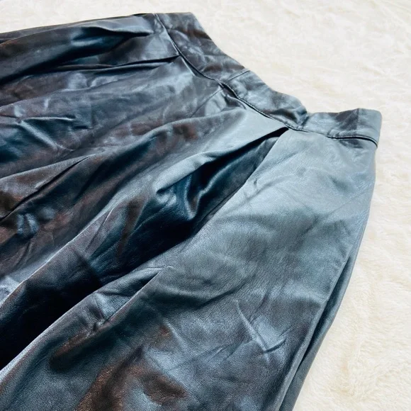 Target | S | Black | High Waist Faux Leather Pleated Mid-Length Skirt - Picture 4 of 4
